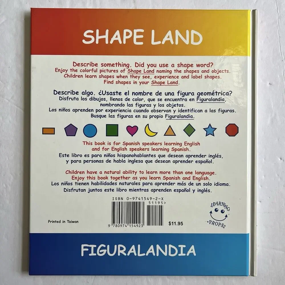 Set of 2 Bilingual Teaching Books English Spanish Shapes and Colors Hardcover
